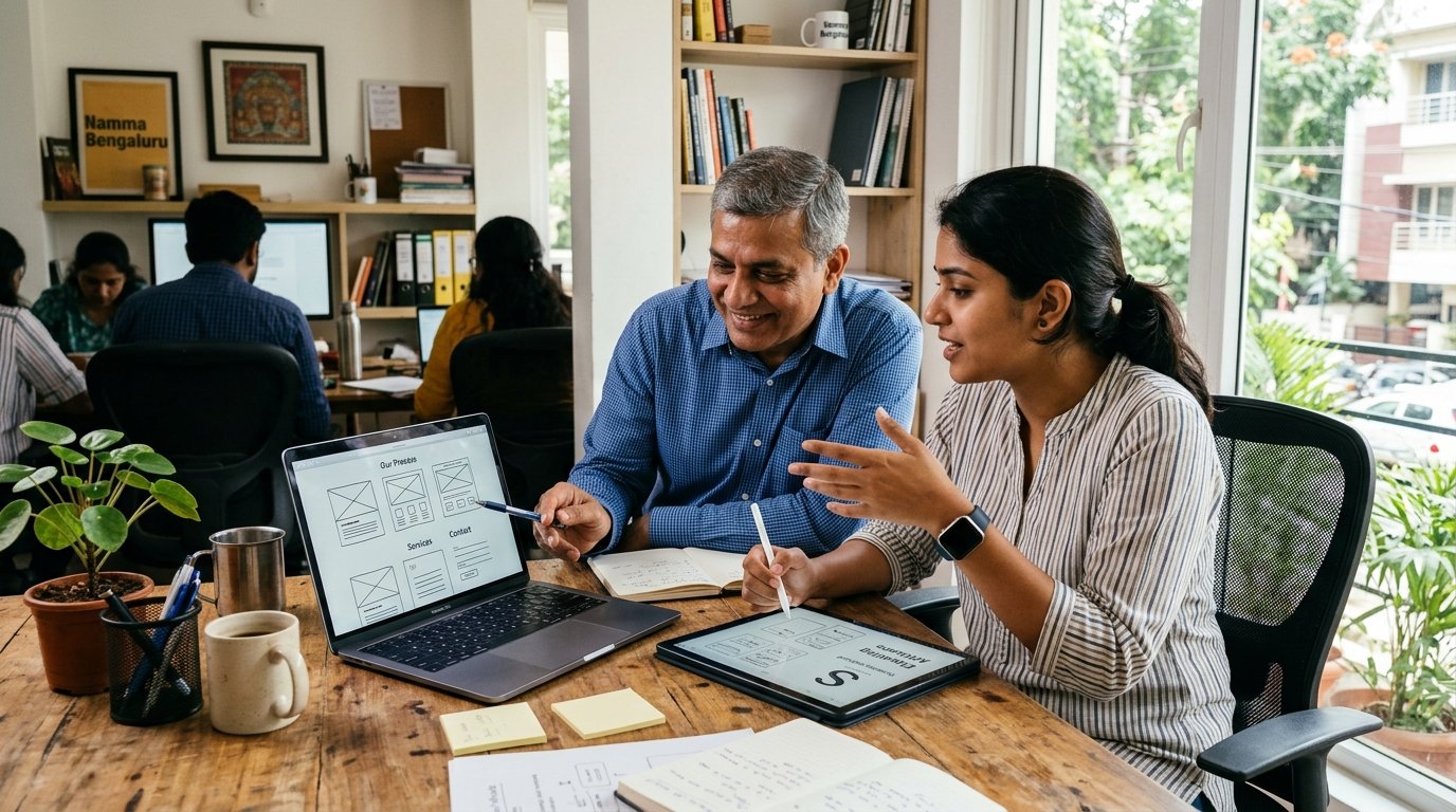 Strategy consultation and website wireframe planning with a transparent digital marketing agency in Bangalore