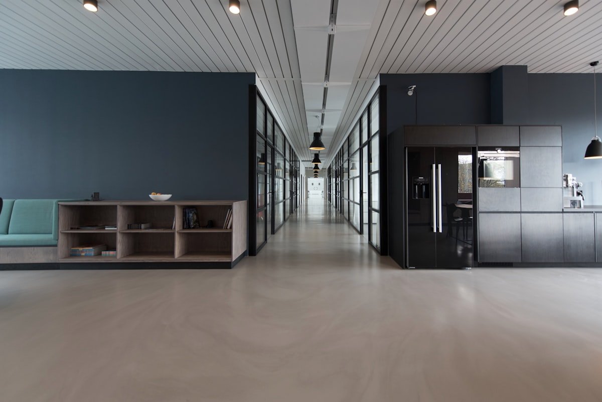Modern contemporary corporate real estate office environment demonstrating established authority