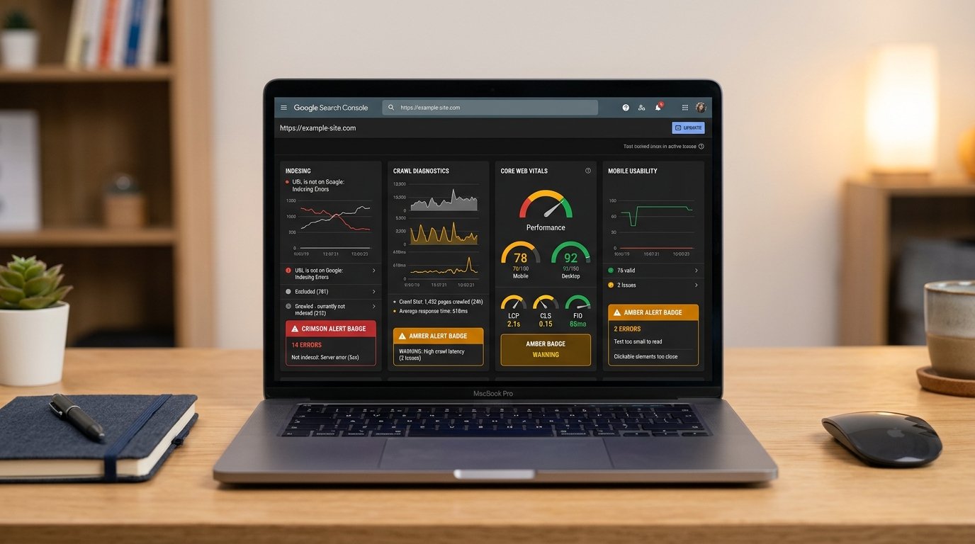 Google Search Console indexing diagnostics and Core Web Vitals speed audit