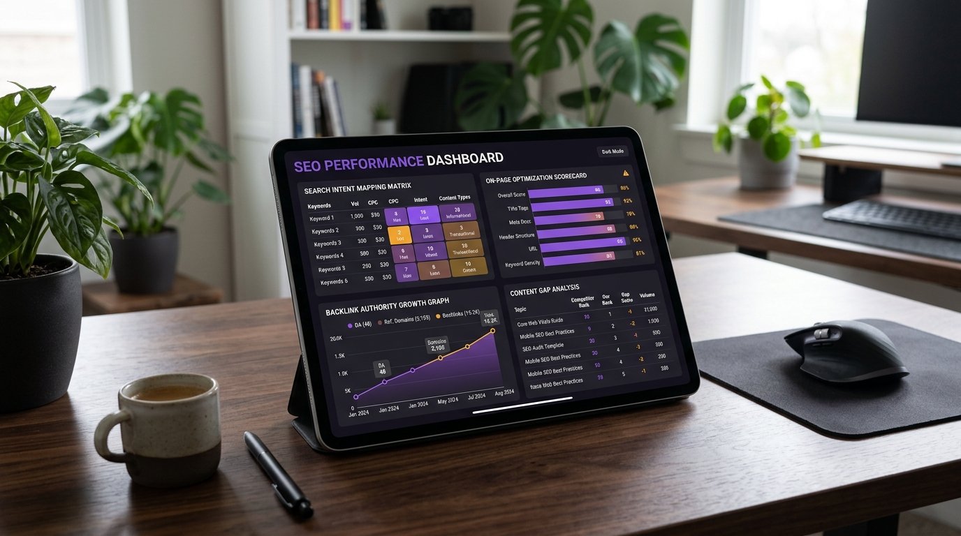 Search intent mapping matrix and on-page optimization scorecard