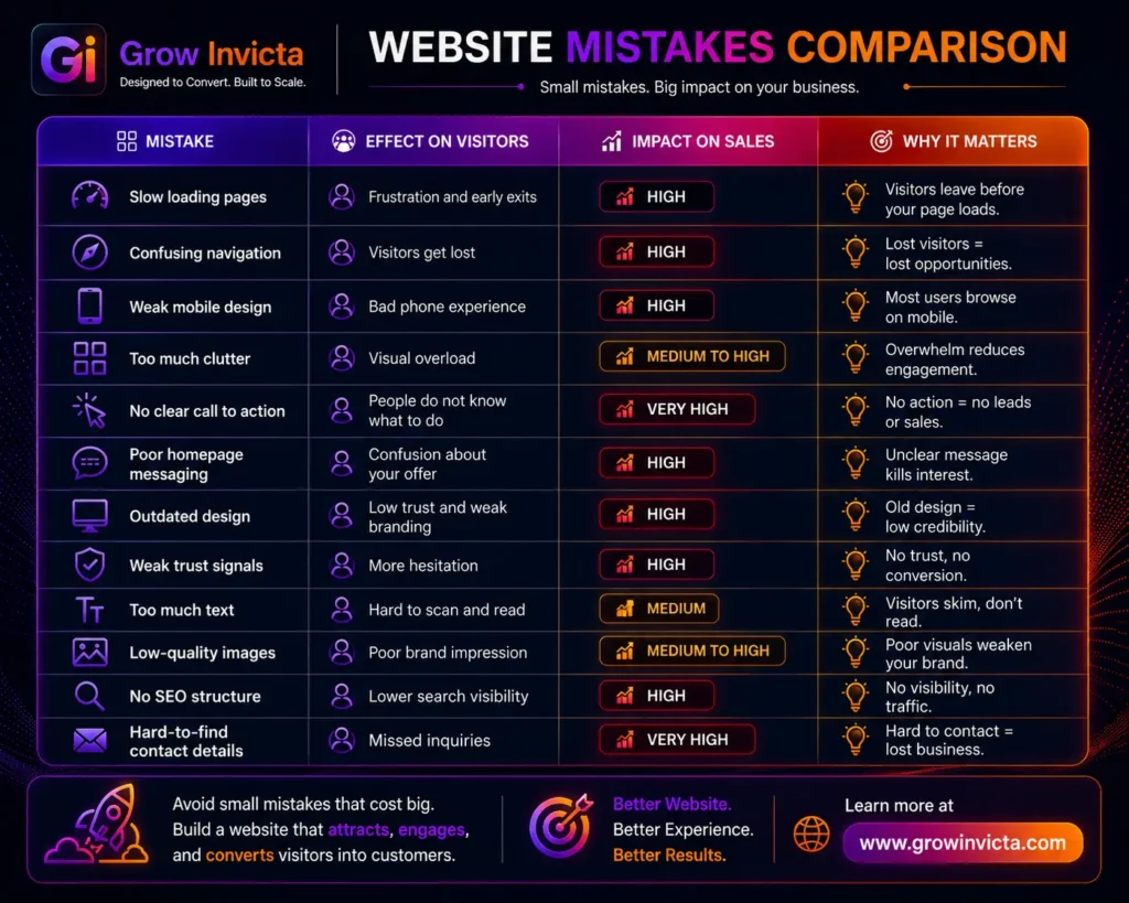 website design mistakes